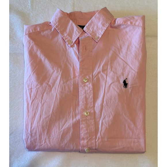 Ralph Lauren Other - Ralph Lauren Kids Pink Short Sleeve Button Down Shirt Cotton Pony Logo L 14-16